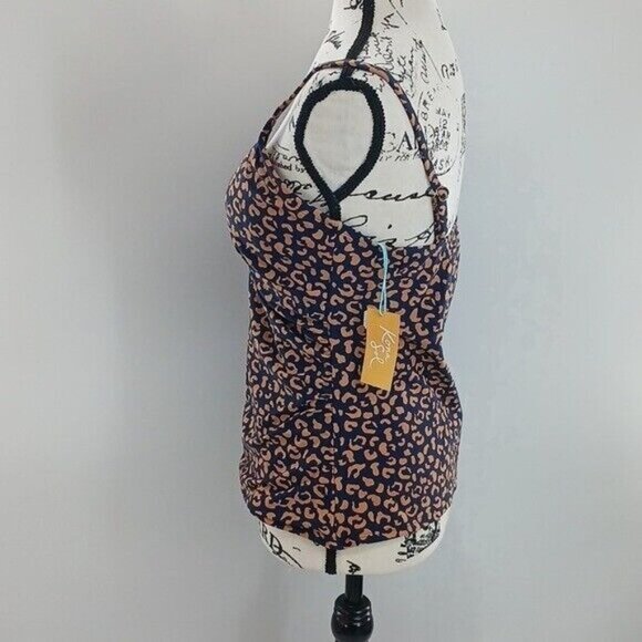 Kona Sol Womens Tankini Top Size S Leopard Print Adjustable Straps Swimwear - Picture 3 of 5